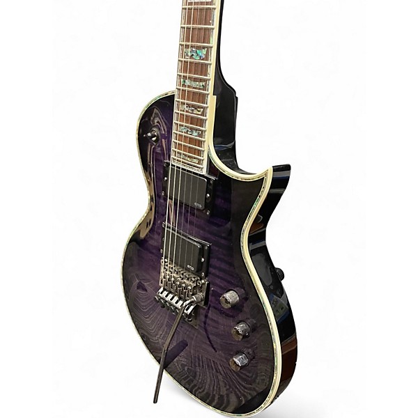 Used ESP LTD EC1000 FR Deluxe Purple Flame Solid Body Electric Guitar