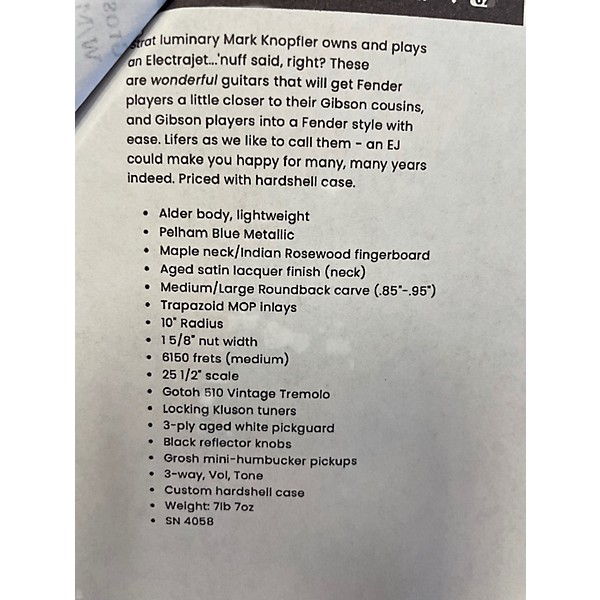 Used Don Grosh ElectraJet Pelham Blue Metallic Solid Body Electric Guitar