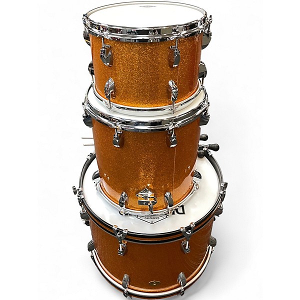 Used Craviotto 3 Piece Diamond Series Orange Sparkle Drum Kit