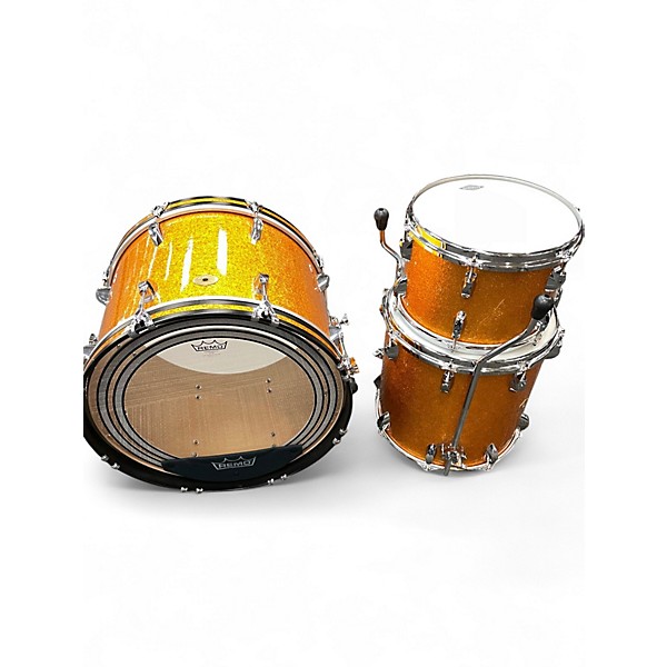 Used Craviotto 3 Piece Diamond Series Orange Sparkle Drum Kit