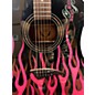 Used Dean Bret Michaels Signature BLACK WITH PINK FLAMES Acoustic Guitar