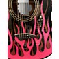 Used Dean Bret Michaels Signature BLACK WITH PINK FLAMES Acoustic Guitar