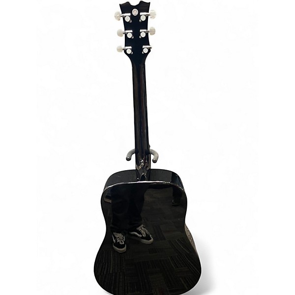 Used Dean Bret Michaels Signature BLACK WITH PINK FLAMES Acoustic Guitar