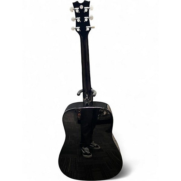 Used Dean Bret Michaels Signature BLACK WITH PINK FLAMES Acoustic Guitar