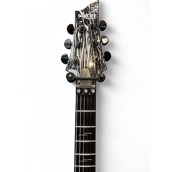 Used Schecter Guitar Research C1 FR-S Silver Mountain Black and White Solid Body Electric Guitar