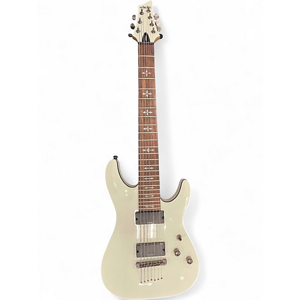 Used Schecter Guitar Research Demon 7 String GLOSS WHITE Solid Body Electric Guitar