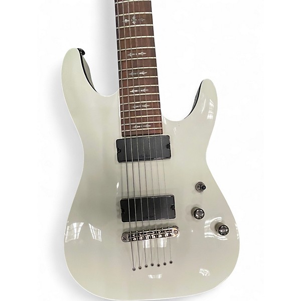 Used Schecter Guitar Research Demon 7 String GLOSS WHITE Solid Body Electric Guitar