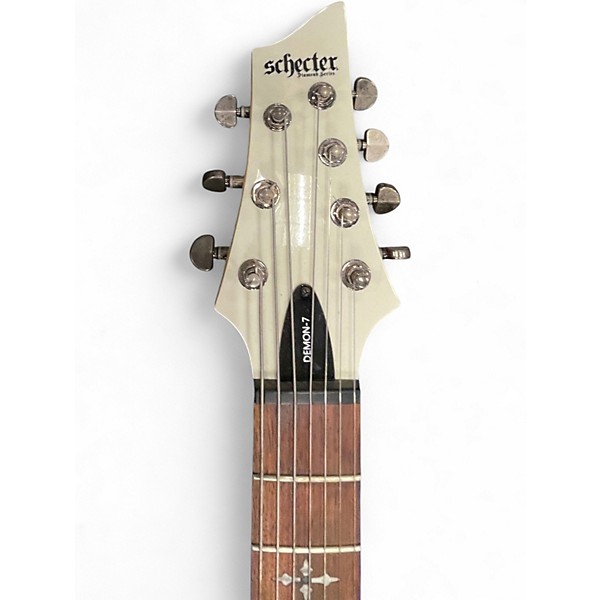 Used Schecter Guitar Research Demon 7 String GLOSS WHITE Solid Body Electric Guitar