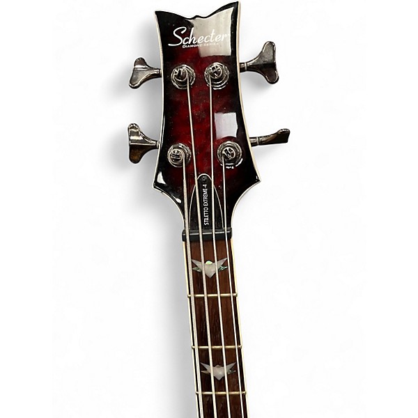 Used Schecter Guitar Research Stiletto Extreme 4 String red Electric Bass Guitar