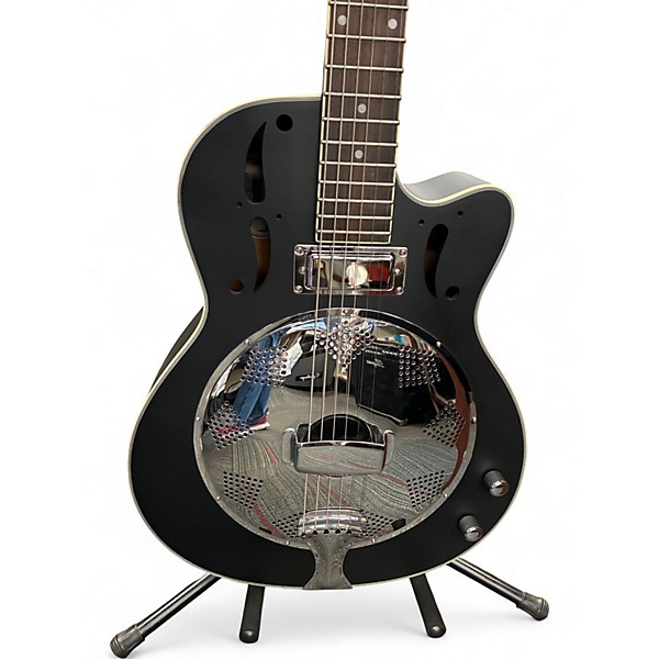 Used Washburn OR6CE-B Biscuit Resonator Satin Black Acoustic Electric Guitar