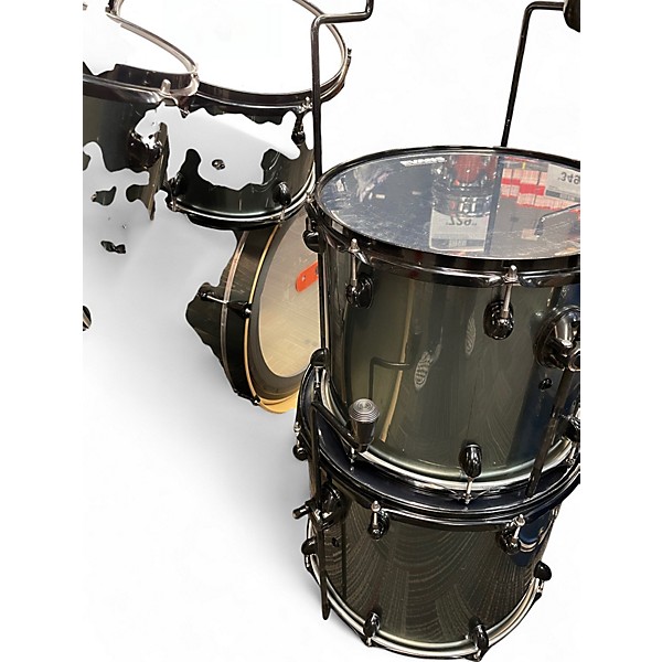 Used PDP by DW 7 Piece Double Drive series shell pack. Gun Metal Green Drum Kit