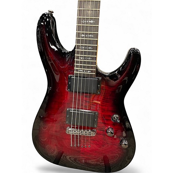 Used Schecter Guitar Research Demon 6 Crimson Red Burst Solid Body Electric Guitar