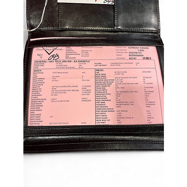 Used Fender 1961 Custom Journeyman Telecaster Shoreline Gold Solid Body Electric Guitar