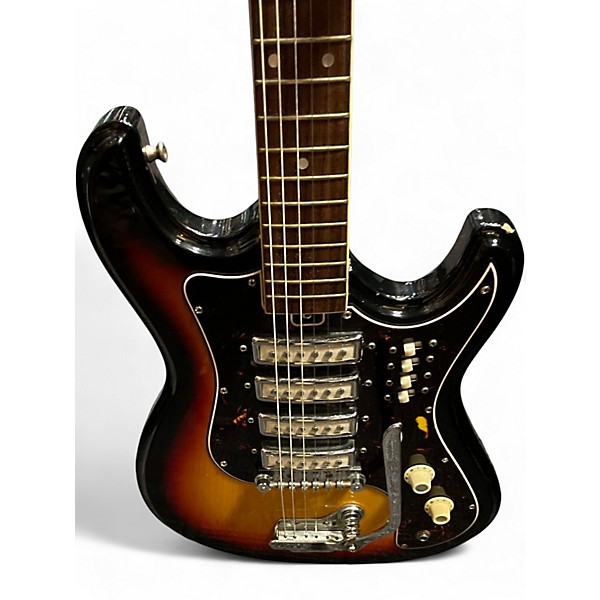 Vintage 1960s Teisco EG4-T 3 Color Sunburst Solid Body Electric Guitar