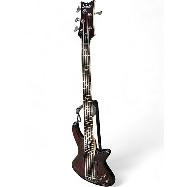 Used Schecter Guitar Research Stiletto Extreme 5 String red Electric Bass Guitar