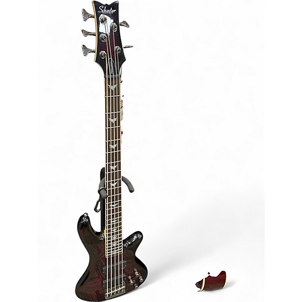 Used Schecter Guitar Research Stiletto Extreme 5 String red Electric Bass Guitar