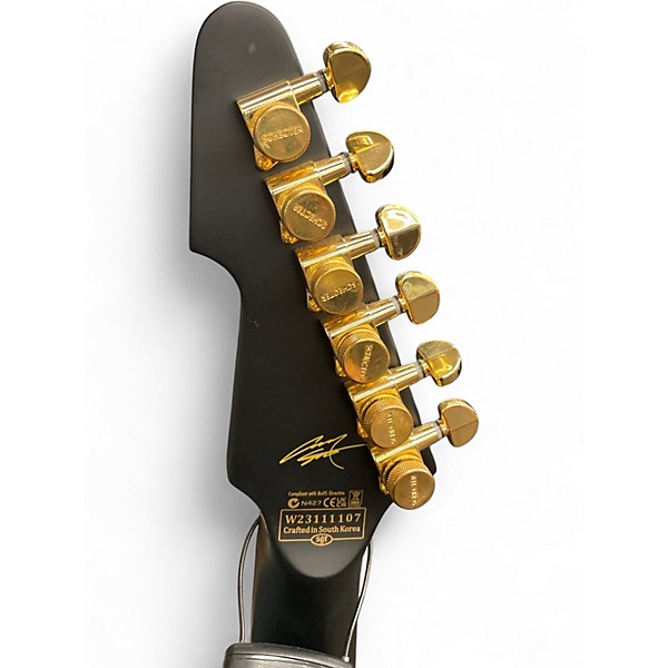 Used Schecter Guitar Research E1 CESAR SOTO Black and Gold Solid Body Electric Guitar