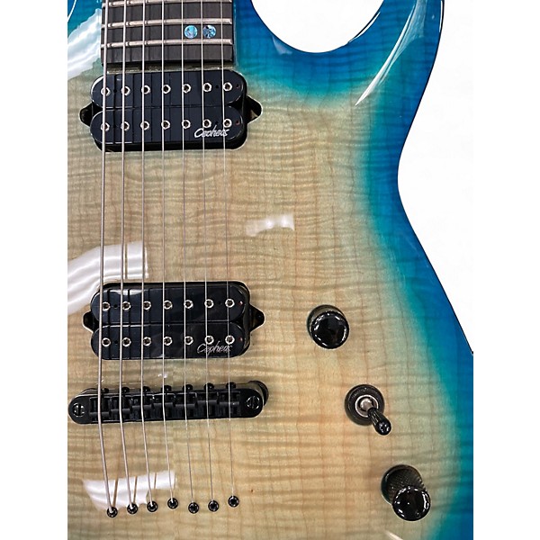 Used Agile Septor Elite 727 Ocean Blue Burst Solid Body Electric Guitar