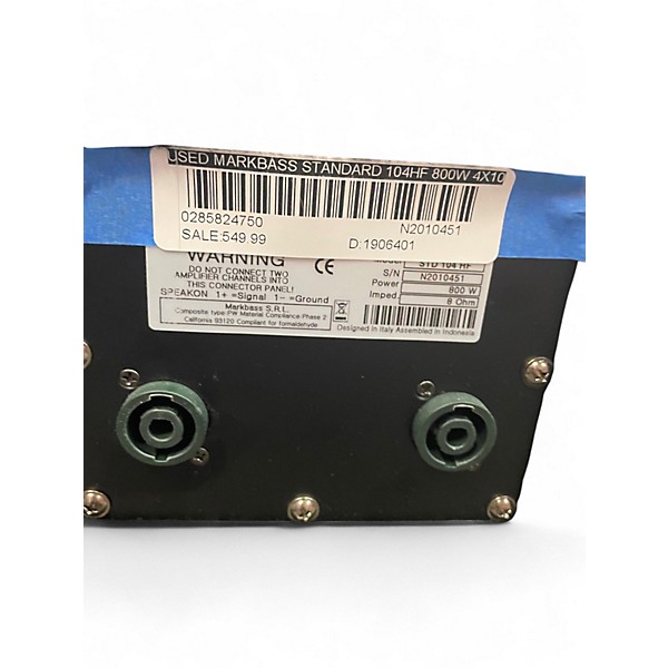 Used Markbass Standard 104HF 800W 4x10 Bass Cabinet