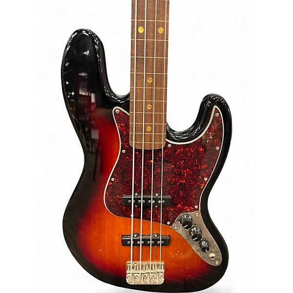 Used Squier Classic Vibe '60s Fretless Jazz Bass 3 Tone Sunburst Electric Bass Guitar