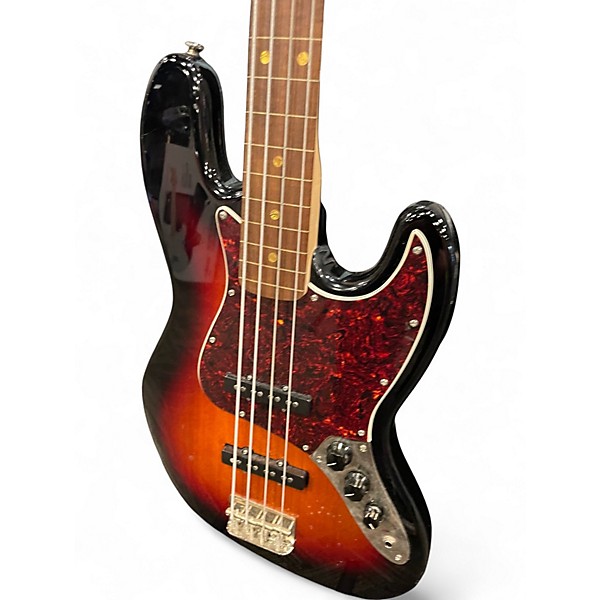 Used Squier Classic Vibe '60s Fretless Jazz Bass 3 Tone Sunburst Electric Bass Guitar