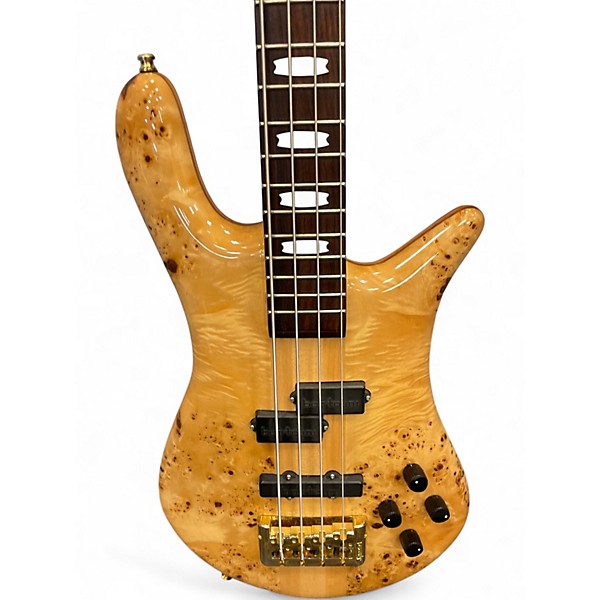 Used Spector Euro 4 Custom Natural Burl Electric Bass Guitar