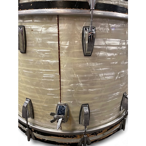 Vintage 1970s Ludwig 6 Piece Blue & Olive Era  White Marine Pearl Drum Kit