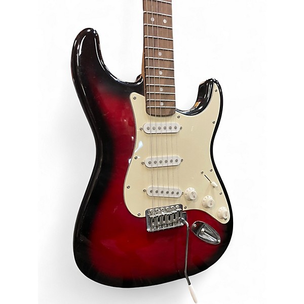 Used Starcaster by Fender Stratocaster Red to Black Fade Solid Body Electric Guitar