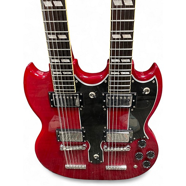 Used Epiphone G1275 Double Neck Custom RED Solid Body Electric Guitar