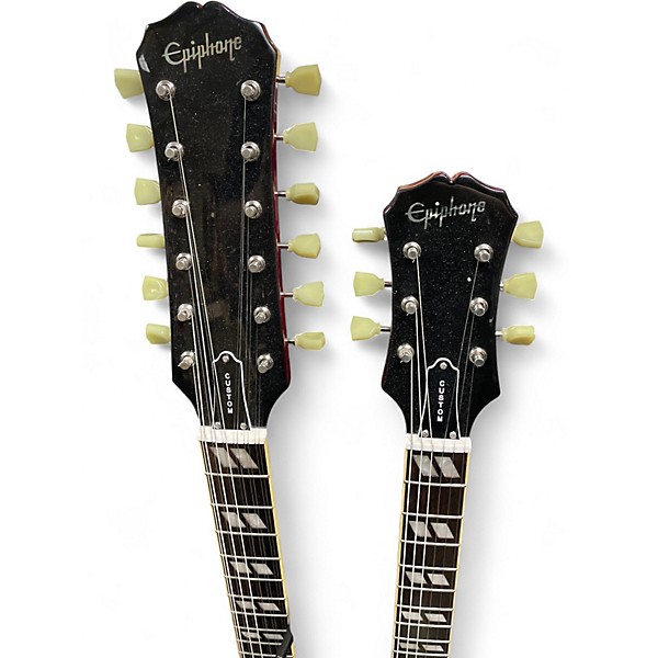 Used Epiphone G1275 Double Neck Custom RED Solid Body Electric Guitar