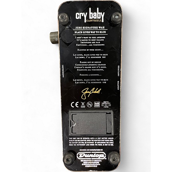Used Dunlop JC95 Jerry Cantrell Signature Cry Baby Wah Effect Pedal