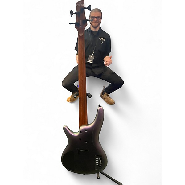 Used Ibanez SR500E Black Aurora Burst Electric Bass Guitar