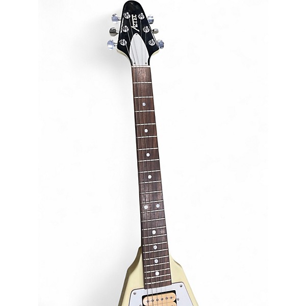 Used Aztec V Style White Solid Body Electric Guitar