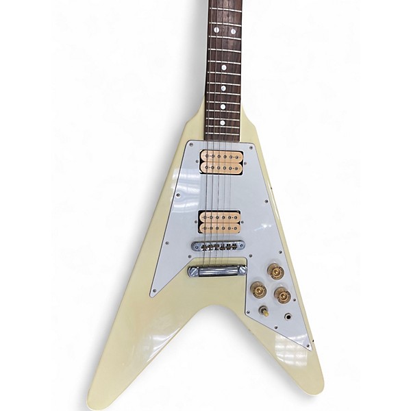 Used Aztec V Style White Solid Body Electric Guitar