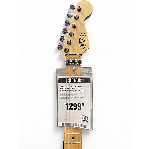 Used 2024 EVH EVH STRIPE SERIES Black and Yellow Solid Body Electric Guitar