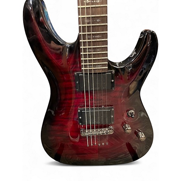 Used Schecter Guitar Research Demon 6 Crimson Red Burst Solid Body Electric Guitar