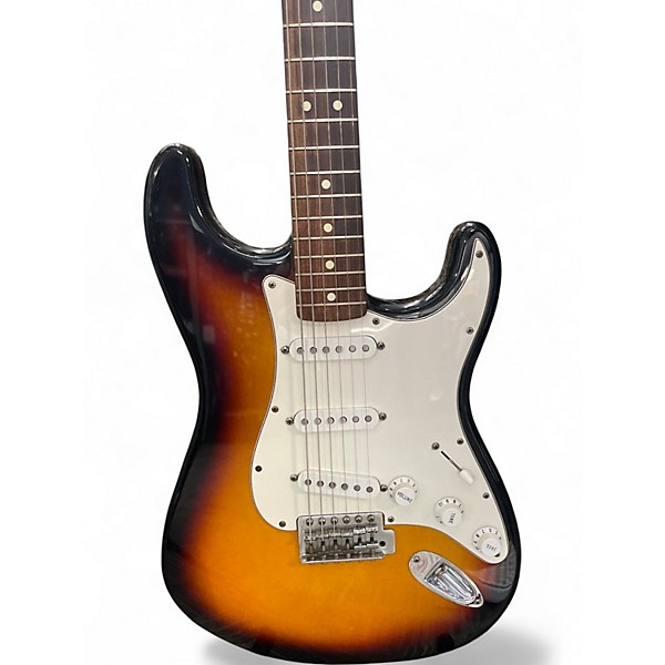 Used 2002 Fender Mexican Standard Stratocaster 3 Color Sunburst Solid Body Electric Guitar