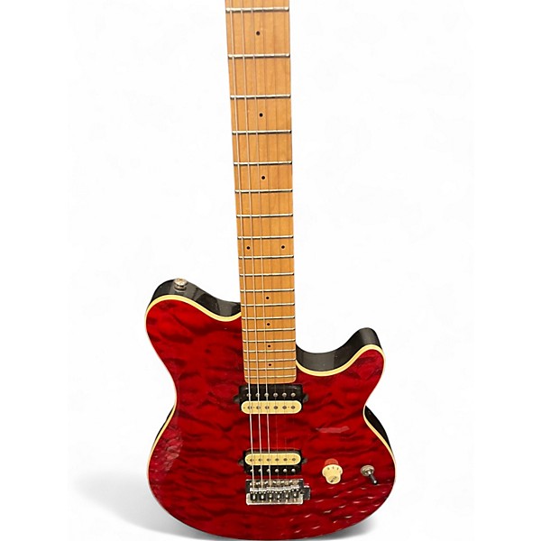 Used OLP Axis Quilted Maple Trans Red Solid Body Electric Guitar