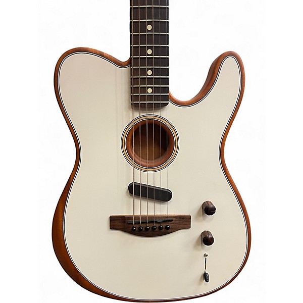 Used Fender Acoustasonic Player Telecaster White Acoustic Electric Guitar
