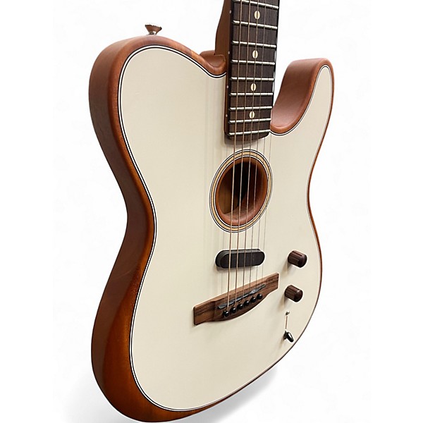 Used Fender Acoustasonic Player Telecaster White Acoustic Electric Guitar