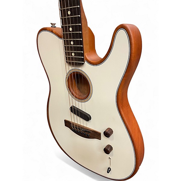 Used Fender Acoustasonic Player Telecaster White Acoustic Electric Guitar