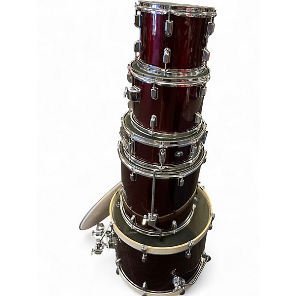 Used Dixon 5 Piece spark series drums red sparkle Drum Kit