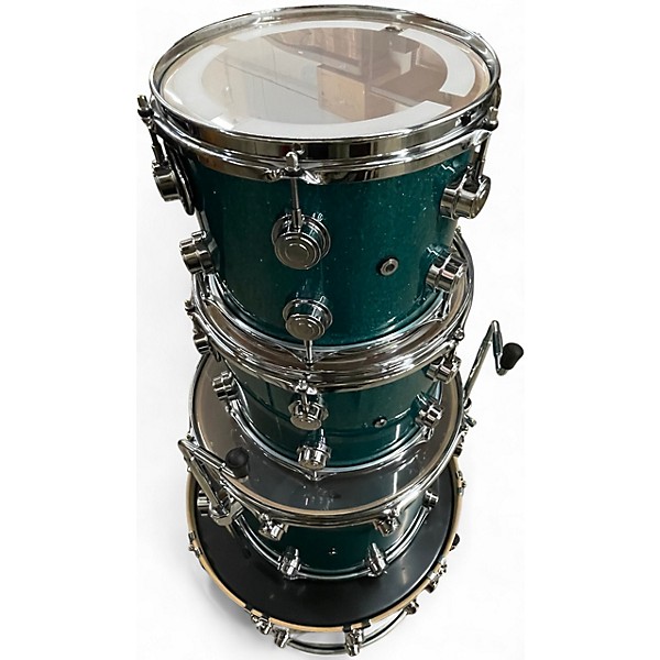 Used DW 4 Piece Collector's Series TEAL GLASS Drum Kit