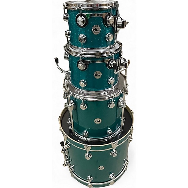 Used DW 4 Piece Collector's Series TEAL GLASS Drum Kit