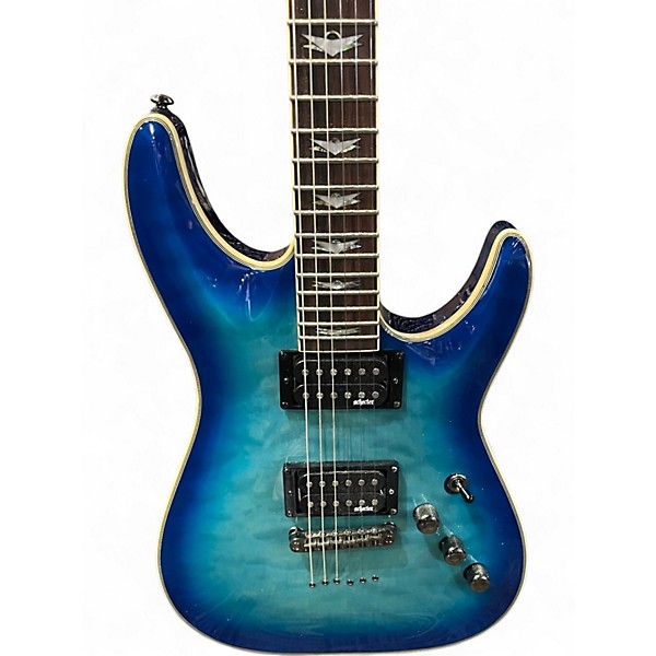 Used Schecter Guitar Research Omen Extreme 6 Ocean Blue Burst Solid Body Electric Guitar