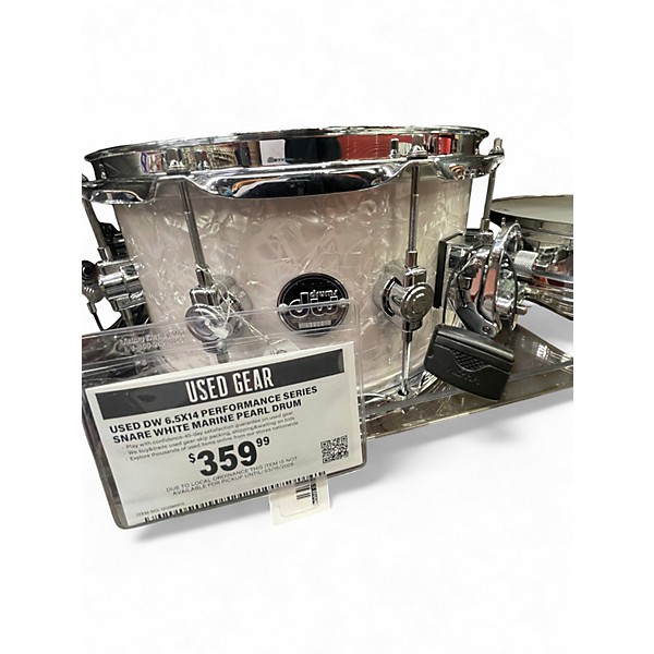 Used DW 6.5X14 Performance Series Snare White Marine Pearl Drum