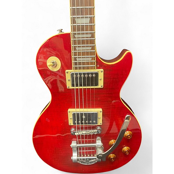 Used Epiphone Les Paul Standard Plain Top with Bigsby Trans Red Solid Body Electric Guitar
