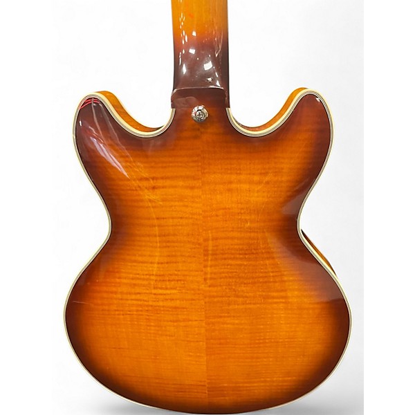 Used D'Angelico Premier Mini DC Dark Iced Tea Burst Hollow Body Electric Guitar