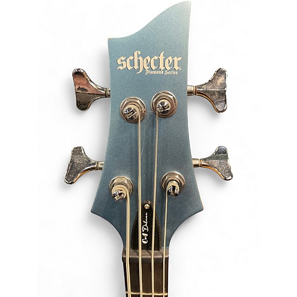 Used Schecter Guitar Research C4 4 String Ice Blue Metallic Electric Bass Guitar