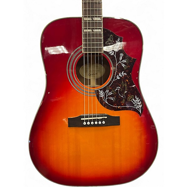 Used Epiphone Hummingbird hs Heritage Cherry Sunburst Acoustic Electric Guitar